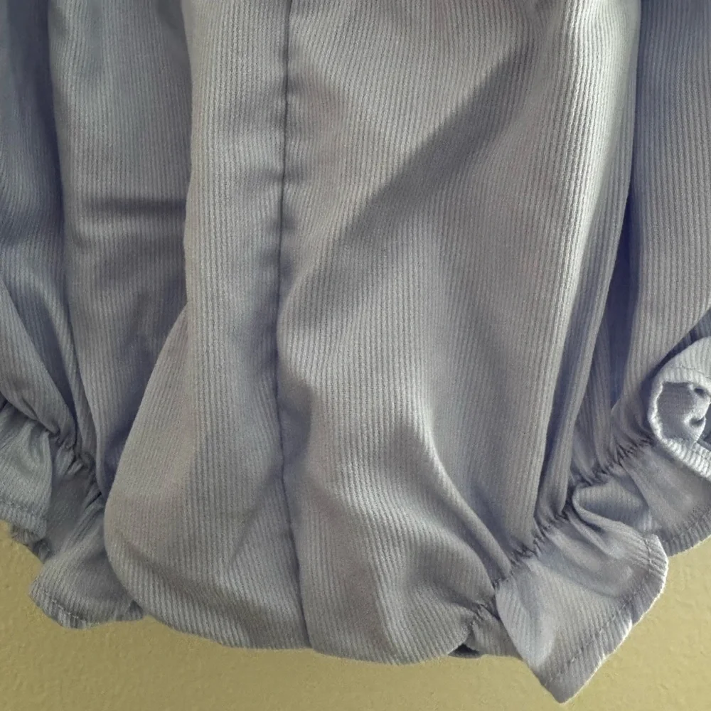 Babeeni smocked lamb bubble romper periwinkle with pink trim - Picture 4 of 5